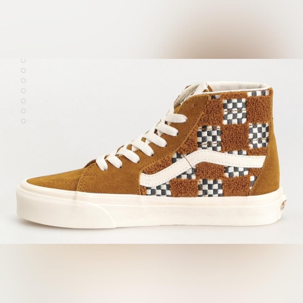 New Vans Sk8 Hi Tapered tufted check golden brown Suede High-Tops size 6.5 - Picture 4 of 12